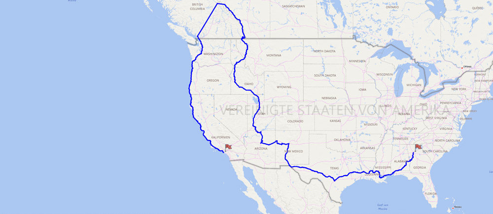 Streckenverlauf Route USA
